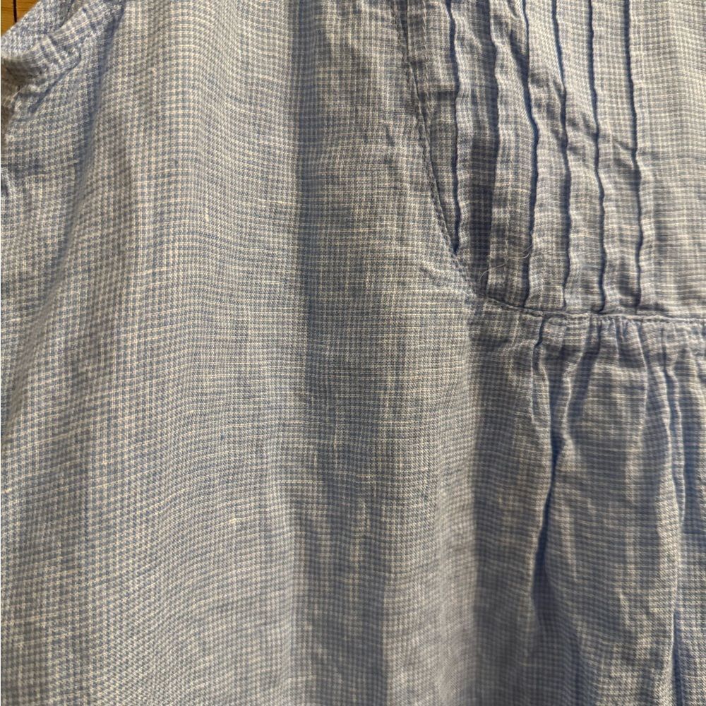 J McLaughlin Size Medium Maryann Linen Pintuck Blue Gingham Sleeveless Dress - Picture 6 of 13